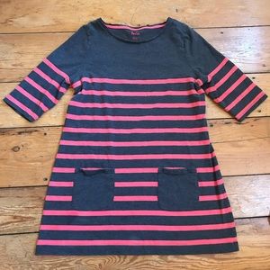 Boden Striped Tunic—Raspberry & Heather Grey